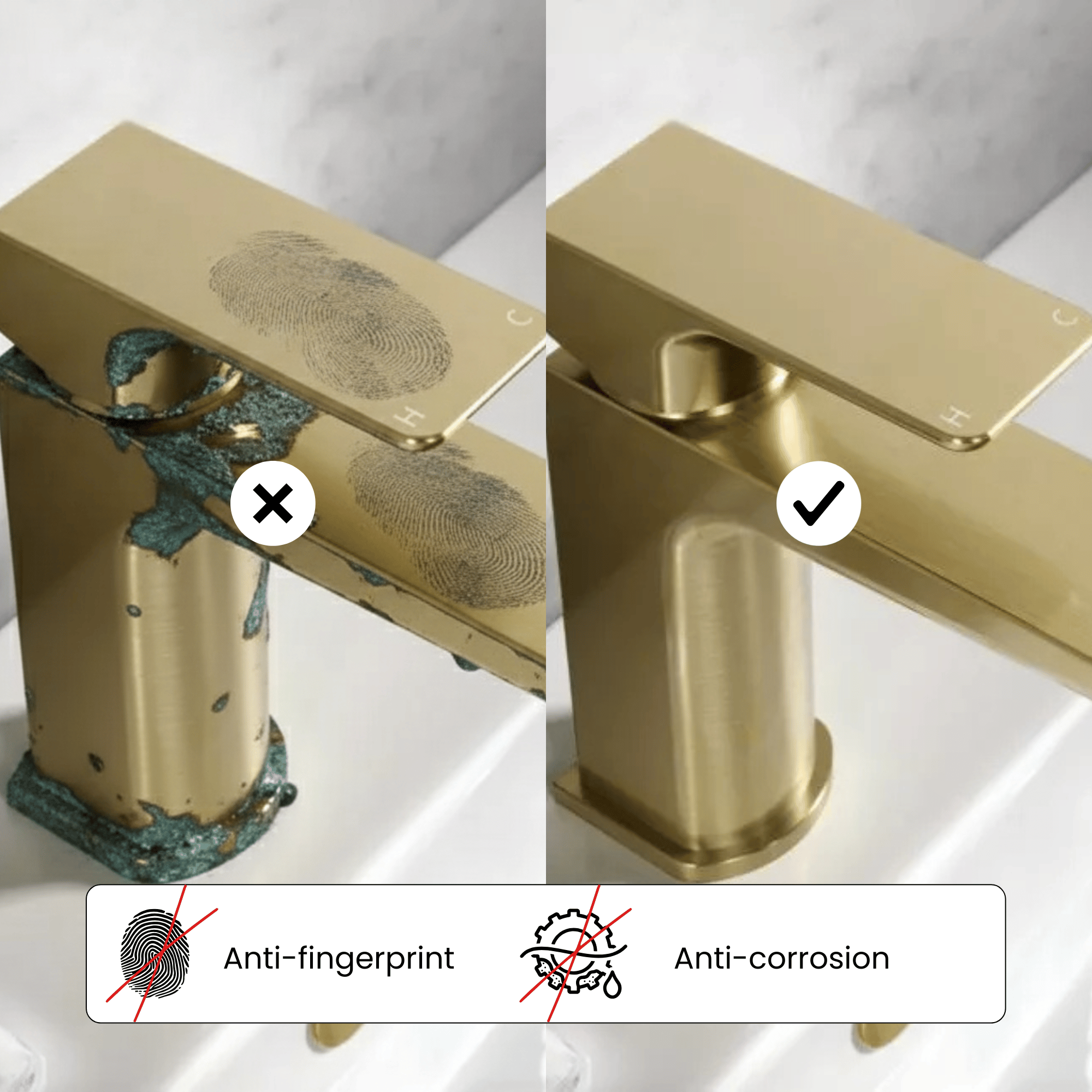 ARKO Bath and Basin Tap Set Waterfall Mixer Taps with Pop-Up Waste – Brass