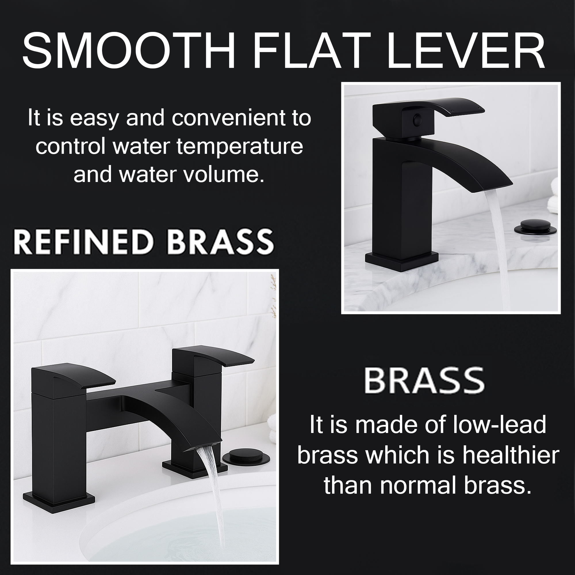 ARKO Vista Bath Filler & Mixer Shower Set – Black