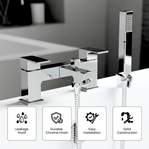 Arko Verda Basin Mixer Tap & Bath Shower Set with Bath Waste – Chrome
