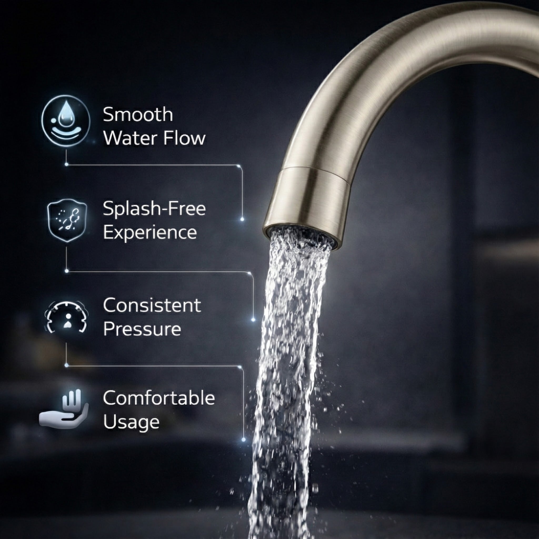 Arko Marlo Mono Mixer Kitchen Tap with Dual Lever & Swivel Spout - Brushed Nickel
