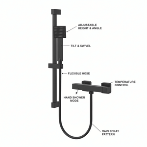 ARKO Waterfall Basin Mixer Tap, Bath Filler & Handheld Shower Set with Bath Waste – Black