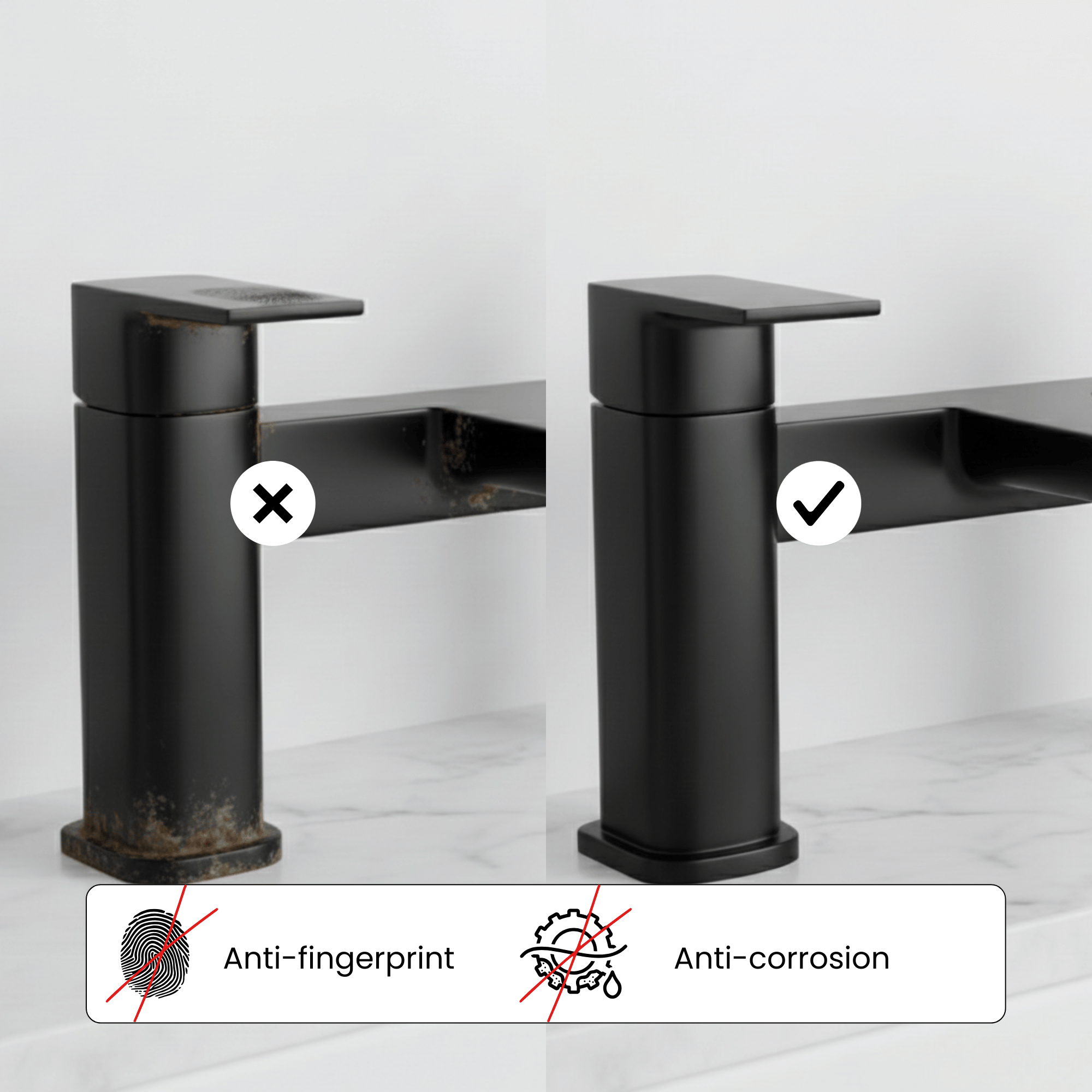 ARKO Bath and Basin Tap Set Waterfall Mixer Taps with Pop-Up Waste – Black