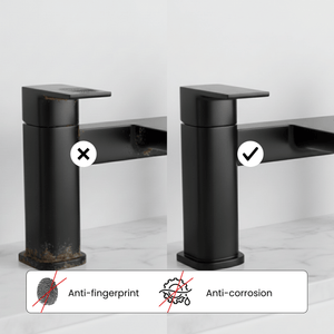 ARKO Bath and Basin Tap Set Waterfall Mixer Taps with Pop-Up Waste – Black