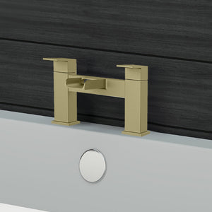 Waterfall Modern Bath Filler Taps – Brushed Brass