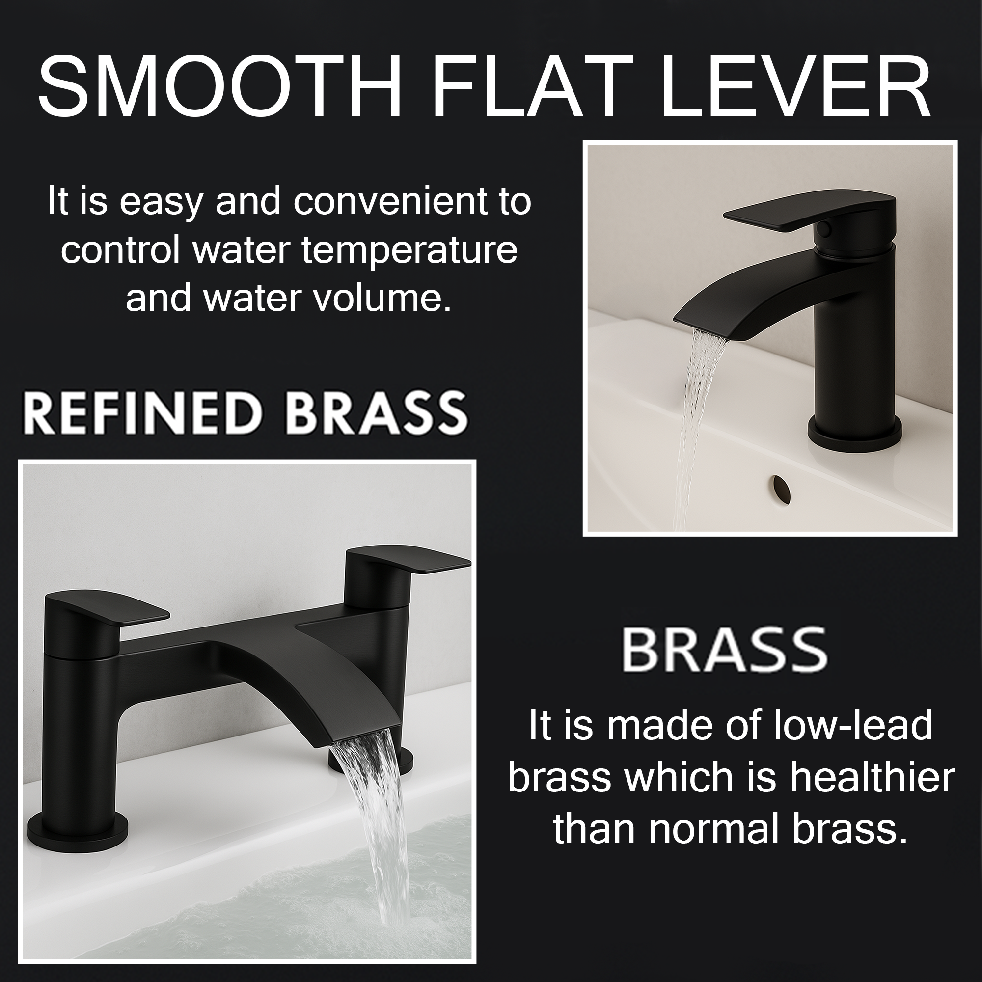 ARKO Capri Basin Mixer Tap, Bath Filler & Handheld Shower Set with Bath Waste – Black