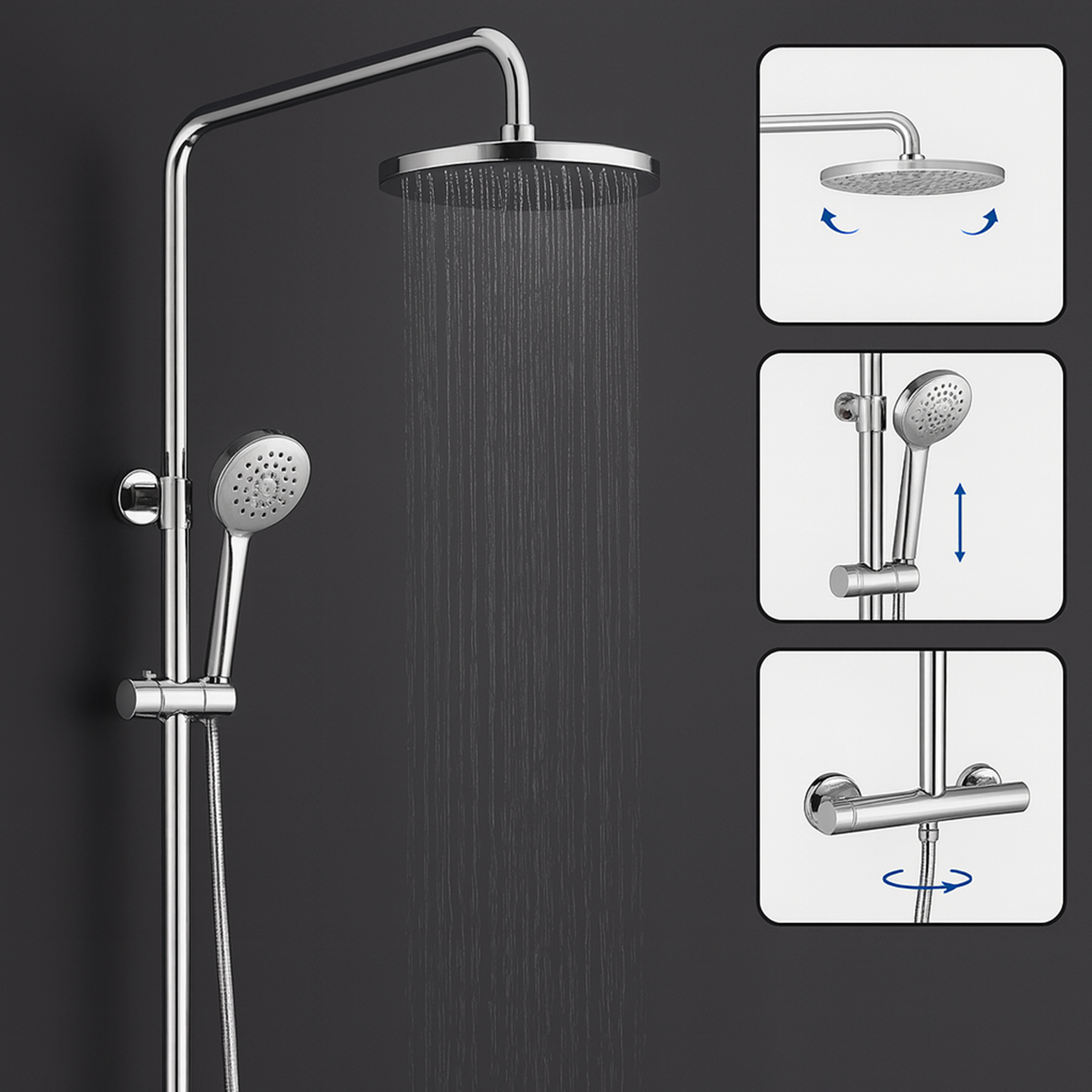 ARKO Capri Basin Mixer Tap, Bath Filler & Thermostatic Mixer Shower Set with Bath Waste – Chrome
