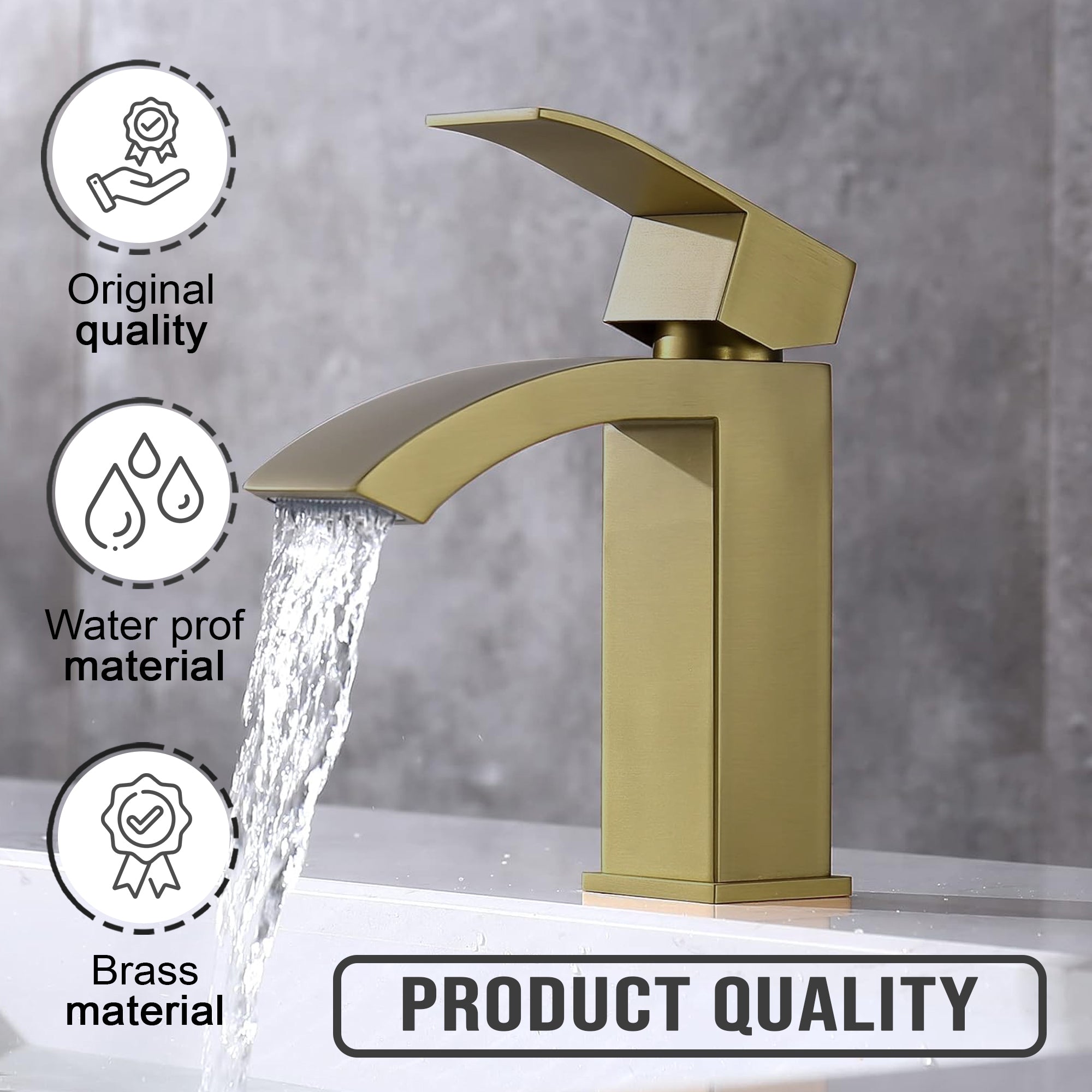Vista Brass Square Basin Mixer Tap Brass