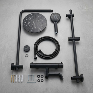 Arko Modern Round Thermostatic Shower with Filler – Matt Black