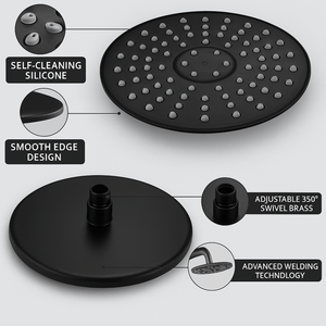ARKO Round Concealed Thermostatic Shower Mixer 2 Dial Twin Head with Valve, Handset & Shower Waste – Black