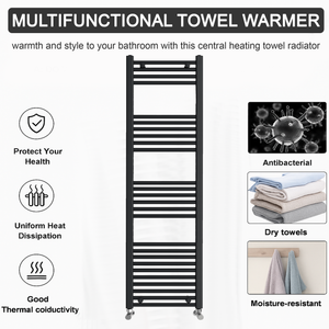 ARKO Black Heated Towel Rail 600x1600mm – Wall Mounted Ladder Radiator