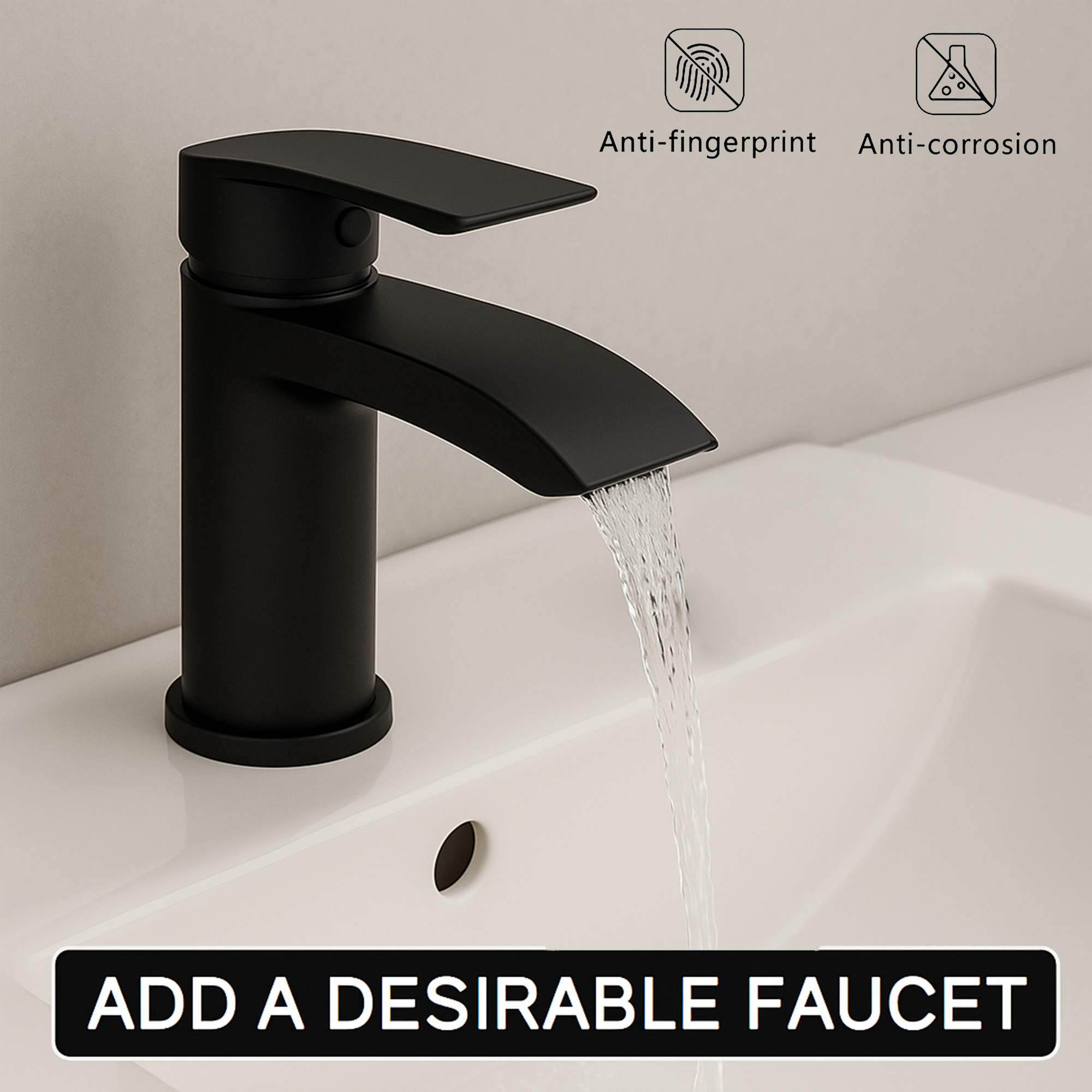 Arko Capri Bath and Basin Mixer Tap with Bath Waste Set - Black