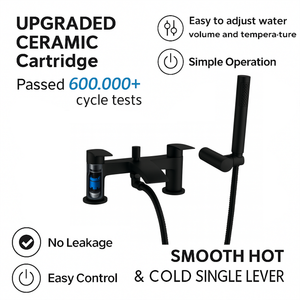 Arko Capri Basin Mixer Tap & Bath Shower Set with Bath Waste – Black