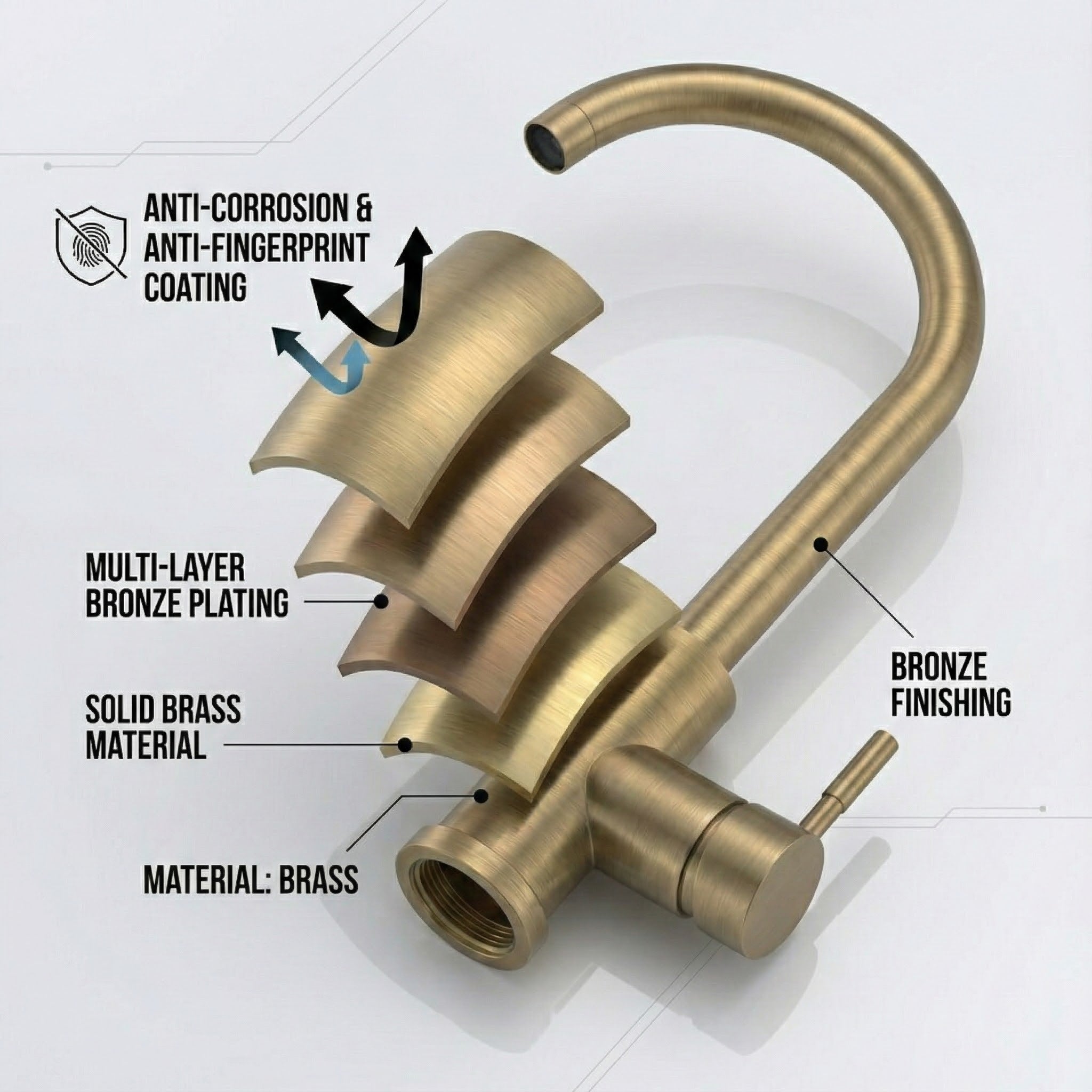 Arko Manhattan Single Lever Kitchen Sink Mixer Tap Swivel Spout - Bronze