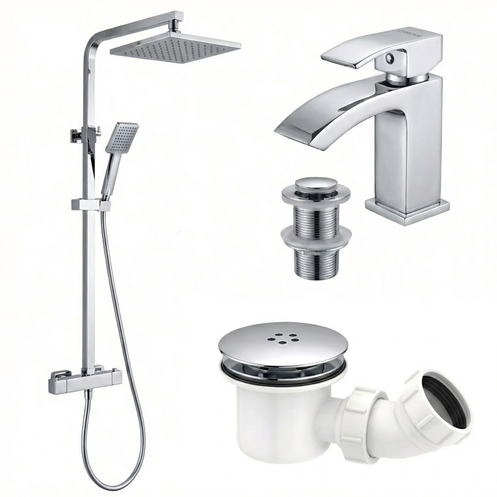 Arko Bathroom Vista Mixer Shower & Basin Mixer Tap Sets with Bath Shower Waste – Chrome