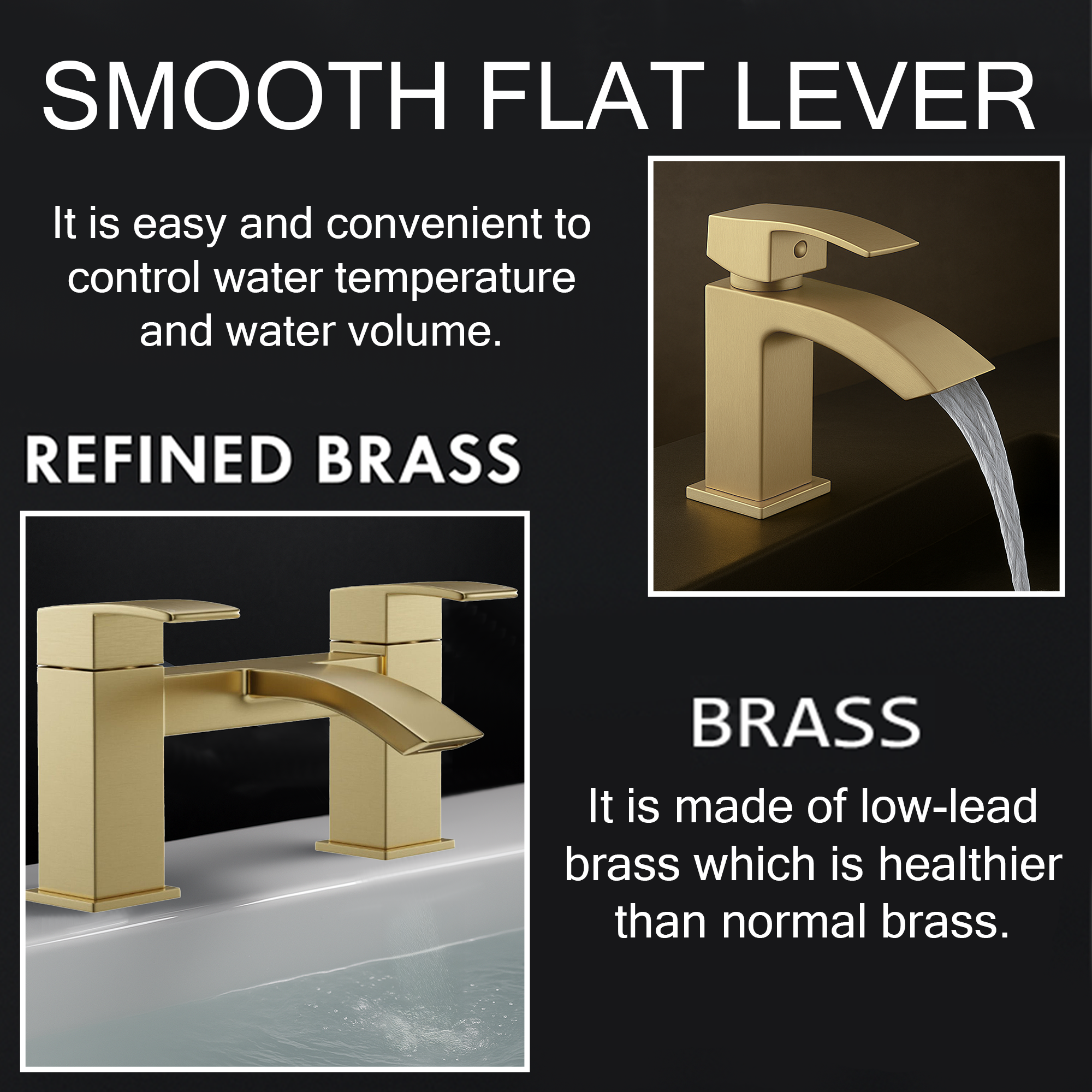 ARKO VISTA Brass Bath & Basin Mixer Tap Set – Brass Finish