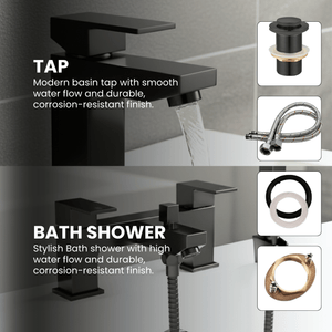 ARKO Verda Bath Shower & Basin Mixer Tap Set – Black