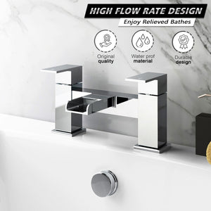 Waterfall Modern Bath Filler Taps – Chrome