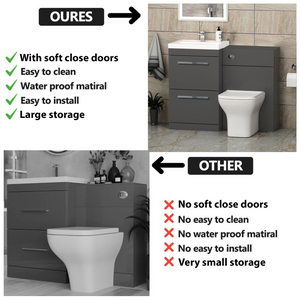 Arko 600mm Vanity Unit Bathroom Furniture Set with Basin, Concealed Toilet Pan & Soft-Close Seat – Anthracite