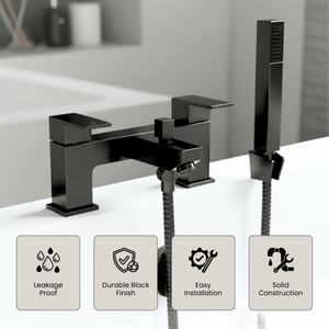 Arko Verda Basin Mixer Tap & Bath Shower Set with Bath Waste – Black