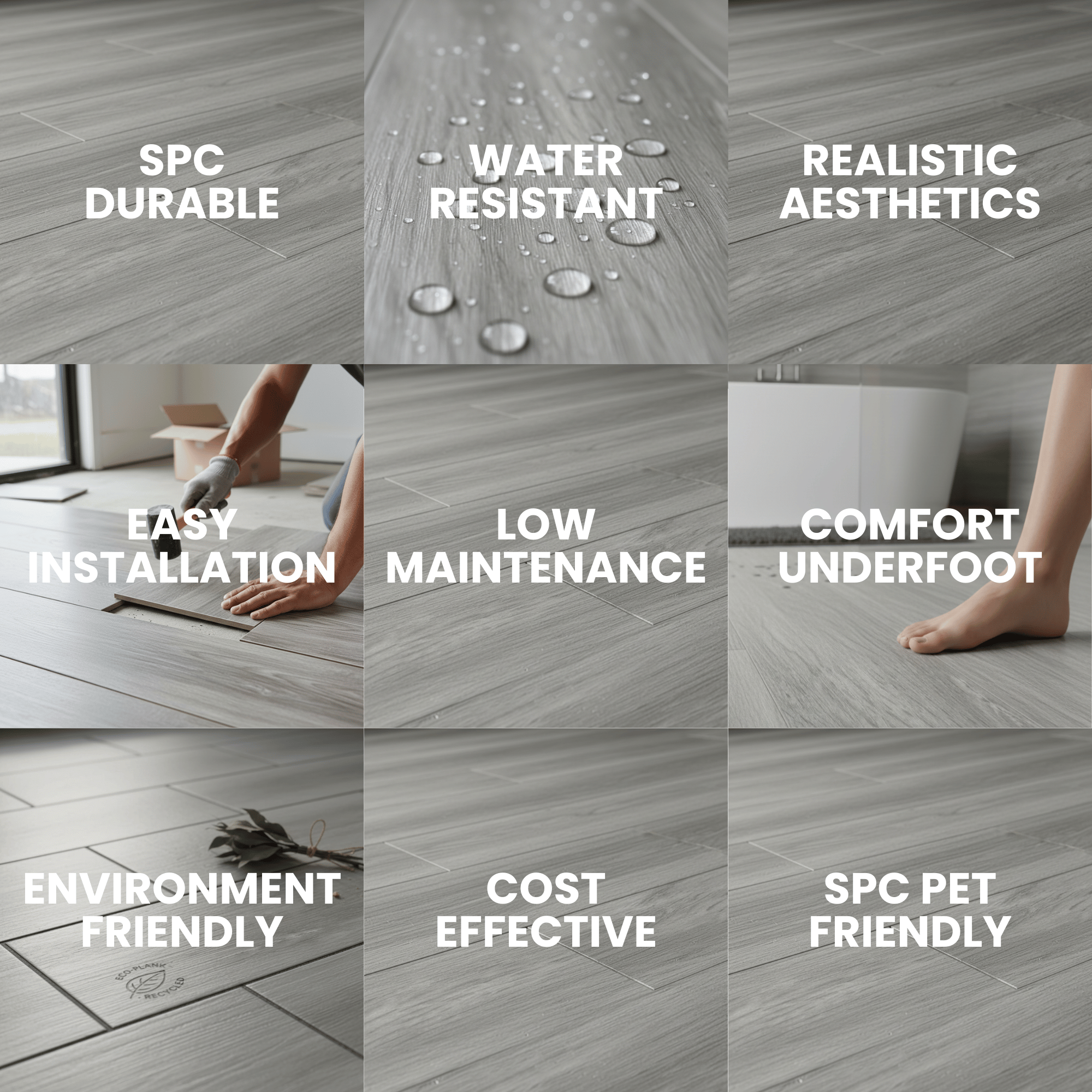 ARKO SPC Vinyl Click Flooring – Grey Oak, 2.2m² Pack, 5.35mm Thick, 0.55mm Wear Layer