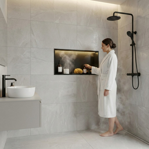 ARKO Shower Niche with LED Light Wall Insert, Bathroom Shower Storage Shelf, Black