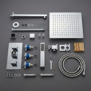 Square Concealed Triple Thermostatic Shower Pack with Head + Handset - Chrome