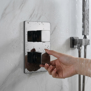 ARKO 2-Way Square Concealed Thermostatic Mixer Shower Dual Dial, Twin Head – Gunmetal