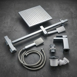 Arko Bathroom Waterfall Mixer Shower & Basin Mixer Tap Sets with Bath Shower Waste – Chrome
