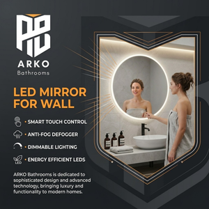 Arko Bathroom Mirror with LED Lights 600x600mm - Wall Mounted Vanity Large Round Mirror - Illuminated LED mirror