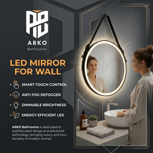 Arko 600x600mm Round LED Bathroom Mirror – Wall Mounted Illuminated Vanity Mirror