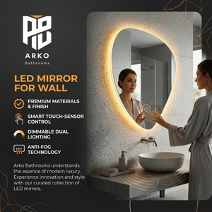 Arko Bathroom Teardrop LED Mirror with Lights 500x700mm - Wall Mounted Vanity Mirror -Bathroom mirror Illuminated LED mirror