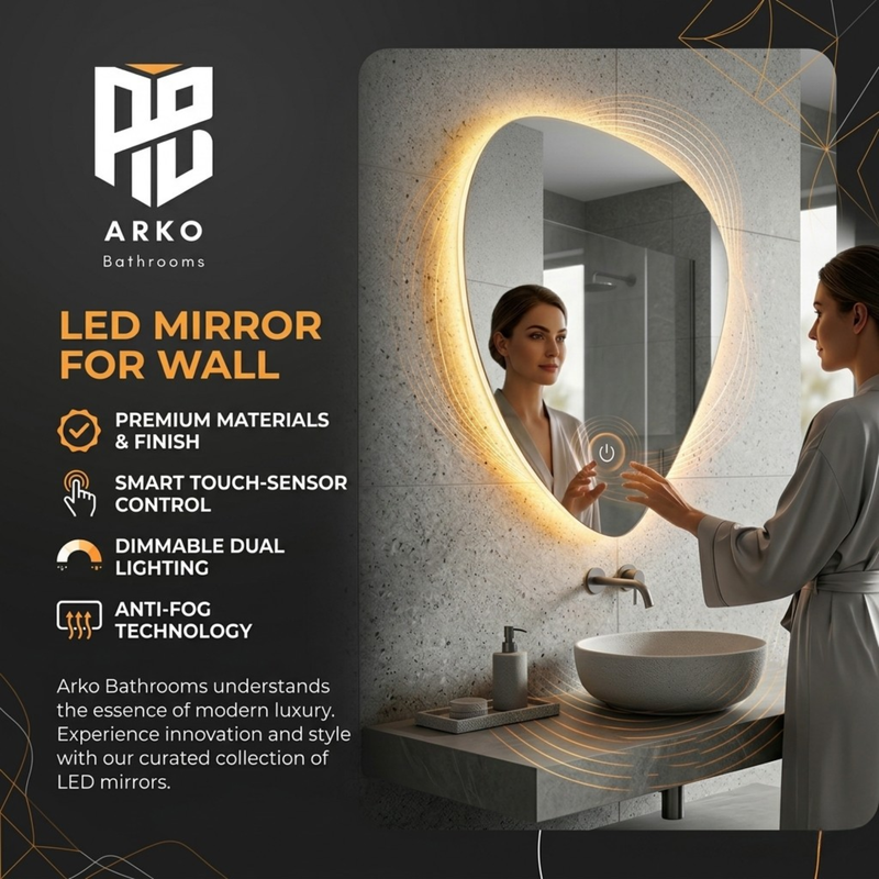 Arko Bathroom Teardrop LED Mirror with Lights 500x700mm - Wall Mounted Vanity Mirror -Bathroom mirror Illuminated LED mirror