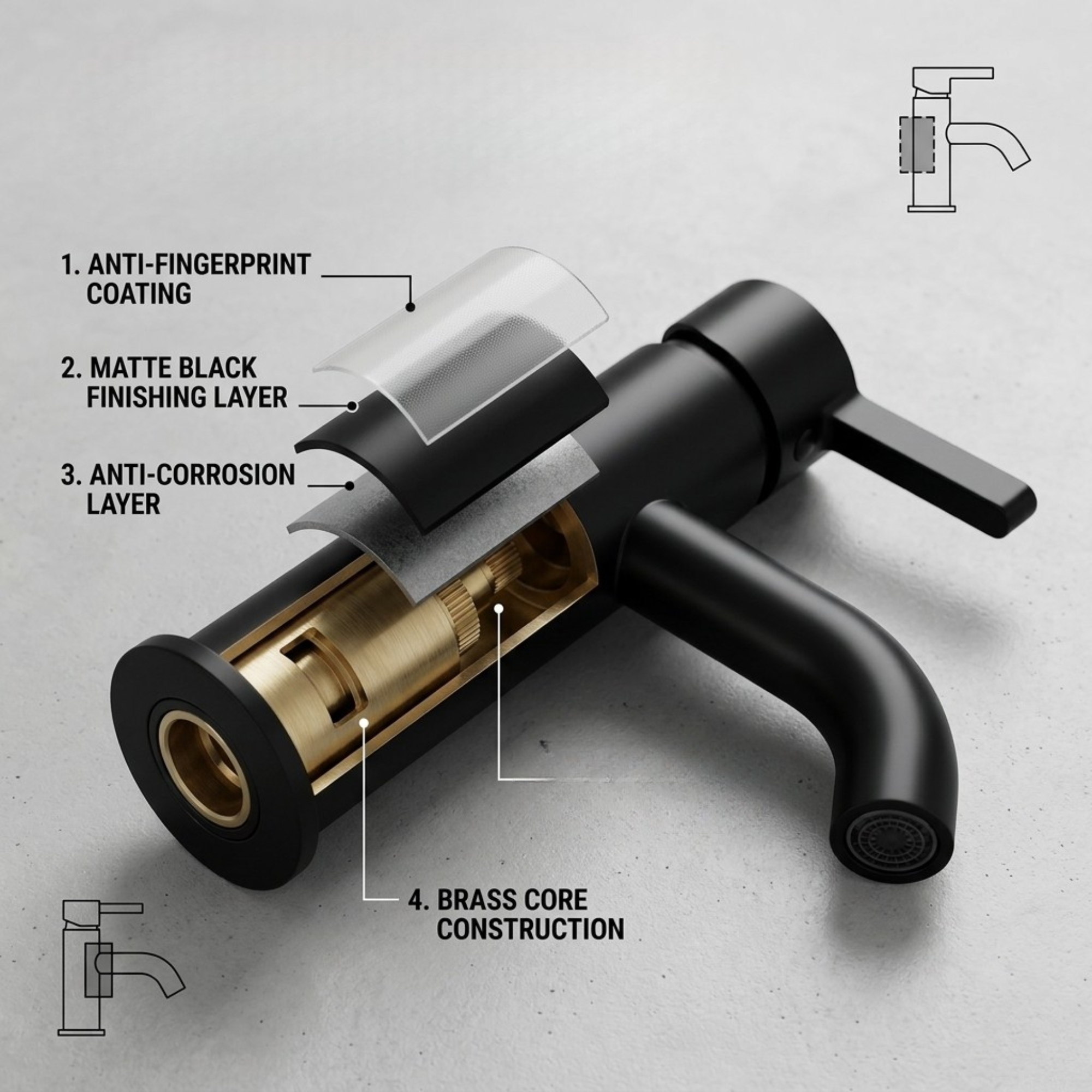 Arlo Round Basin Mixer Tap Black