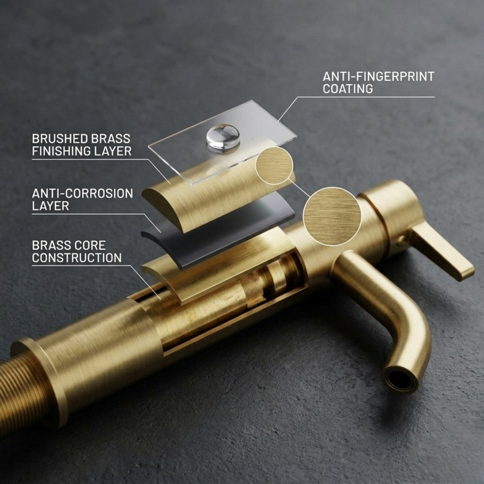 Arlo Round Tall Basin Mixer Tap Brass