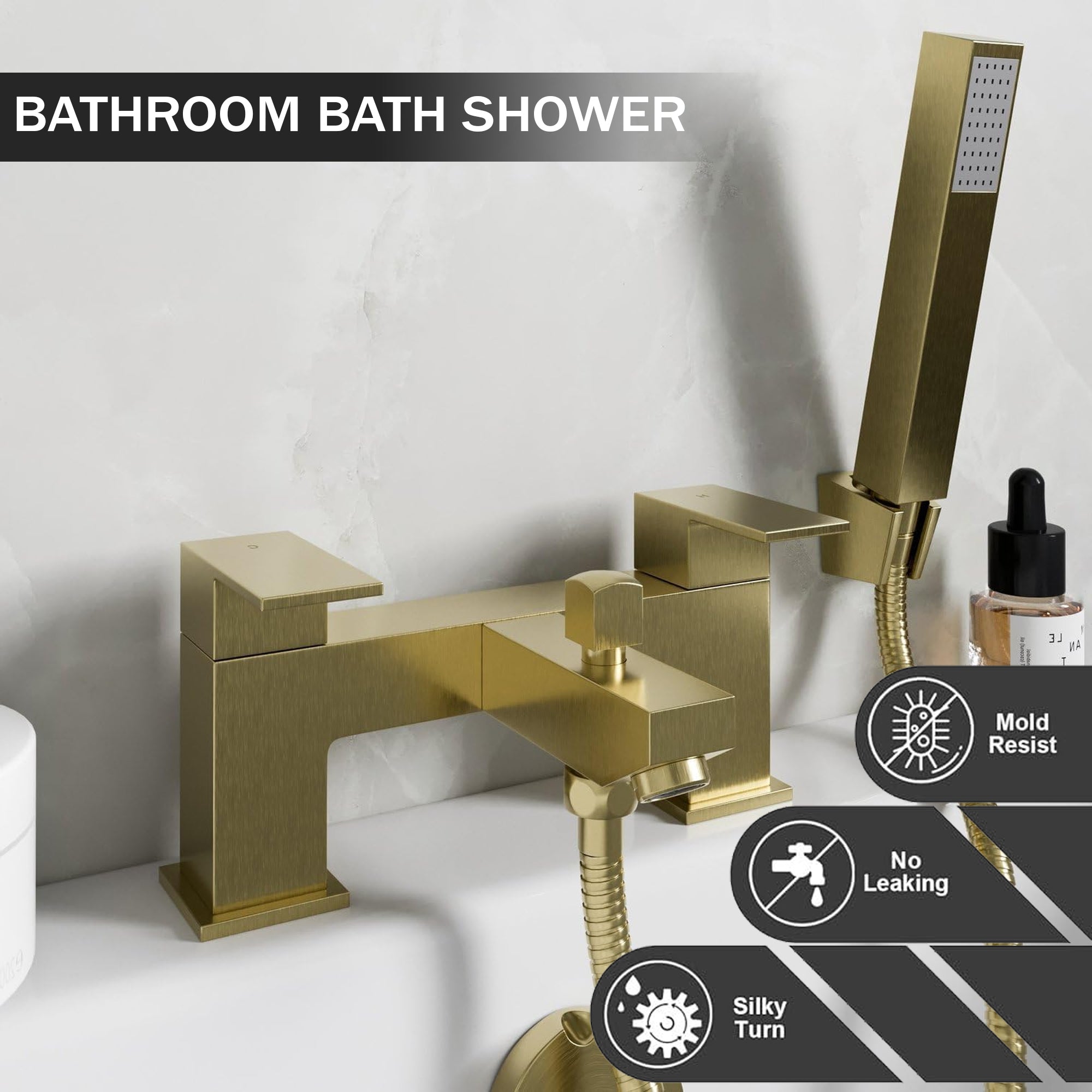 Verda Modern Bath Shower Mixer with Shower Kit – Brass