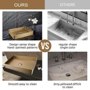 Countertop Basin, 526x346x120mm, Stainless Steel – Brass