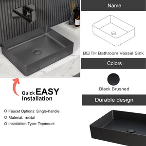 Countertop Basin – 526x346x120mm Stainless Steel – Black