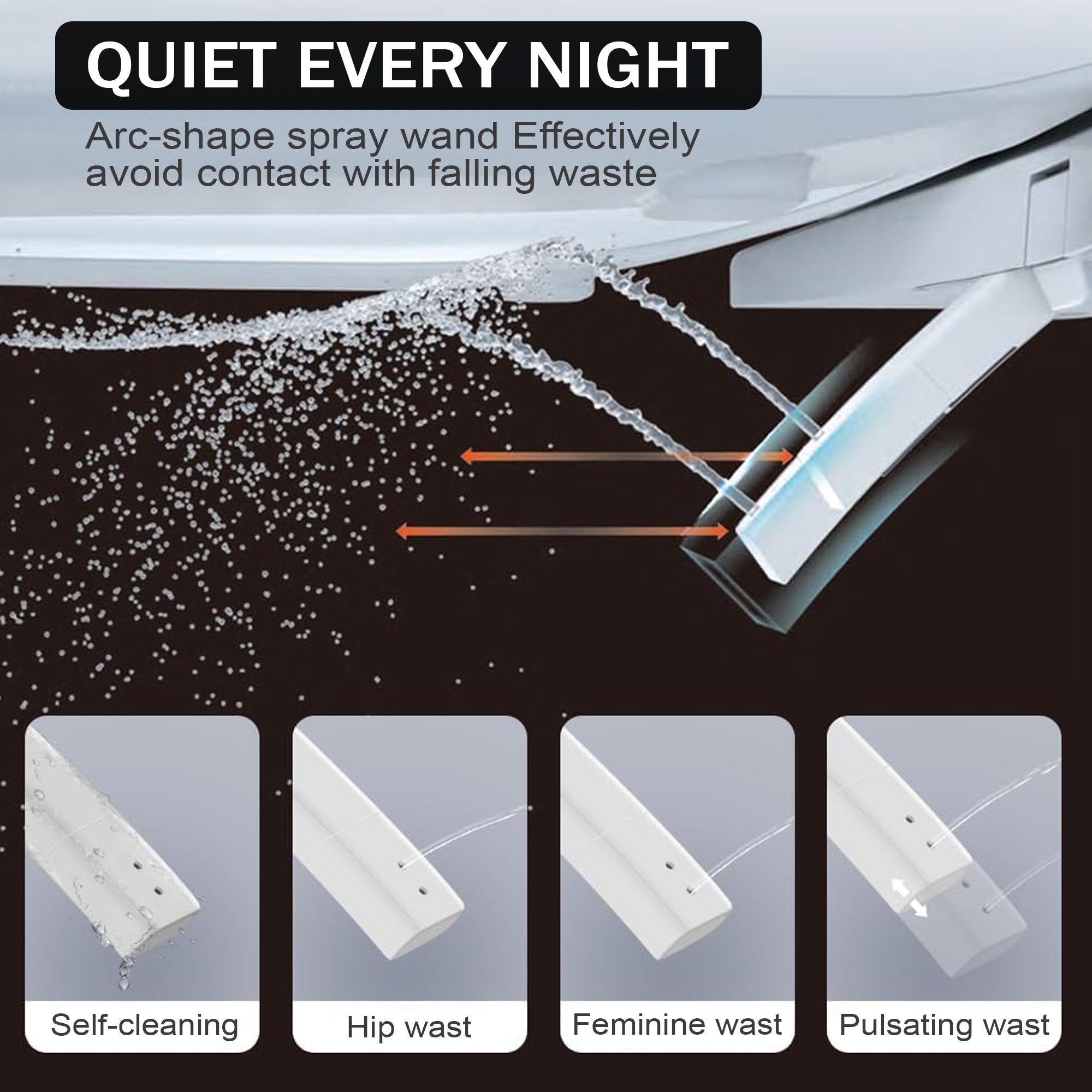 Smart Bidet Toilet with Self-Cleaning Spray – Soft Close, 430x390x370mm, White