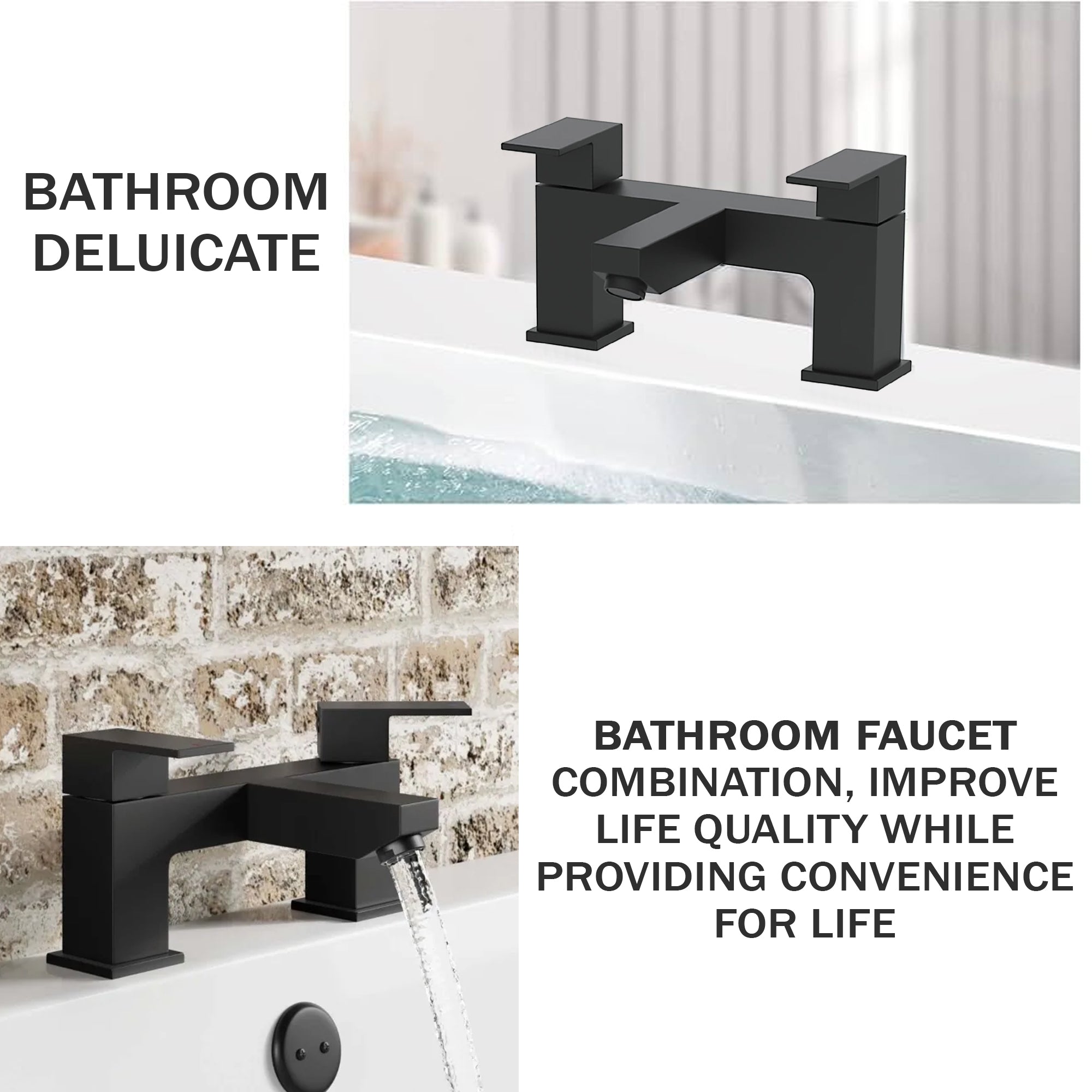 Verda Modern Bath Filler Tap – Black