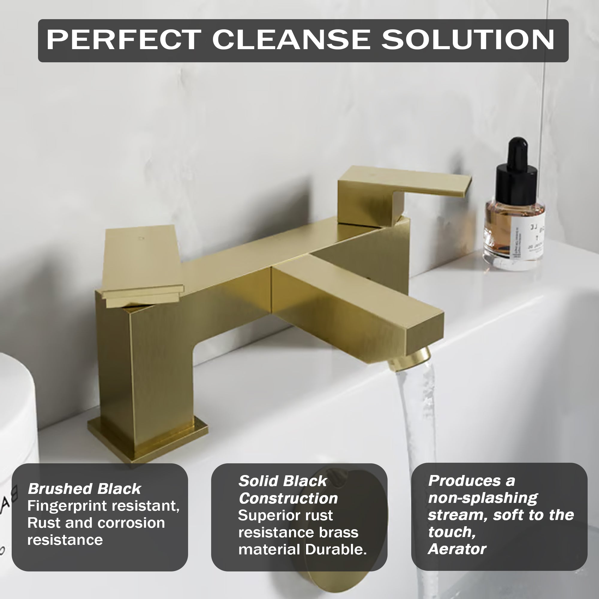 Verda Modern Bath Filler Tap - Brass