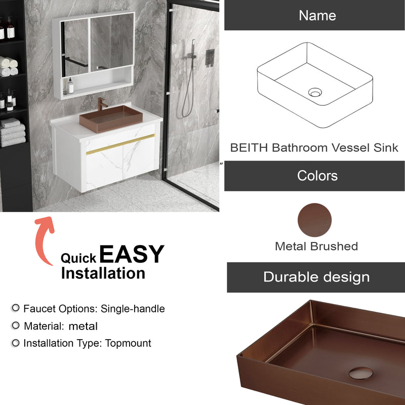 Countertop Basin, 526x346x120mm Stainless Steel – Gunmetal