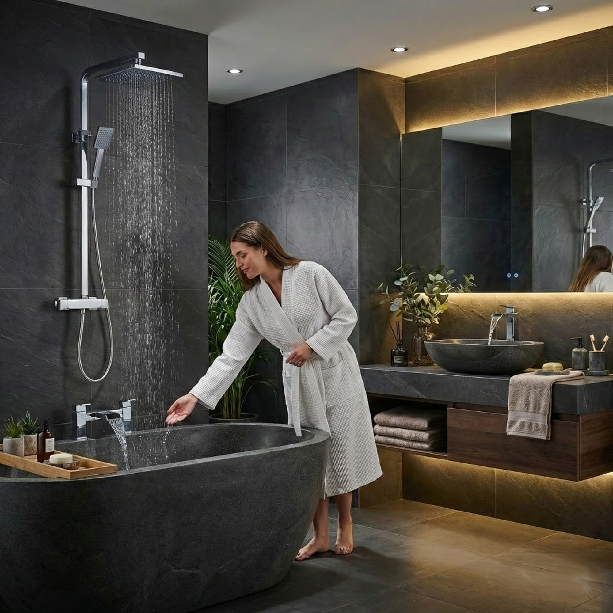 ARKO Waterfall Bath Filler & Mixer Shower Set – Chrome