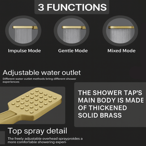 ARKO Vista Basin Mixer Tap, Bath Filler & Handheld Shower Set with Bath Waste – Brass