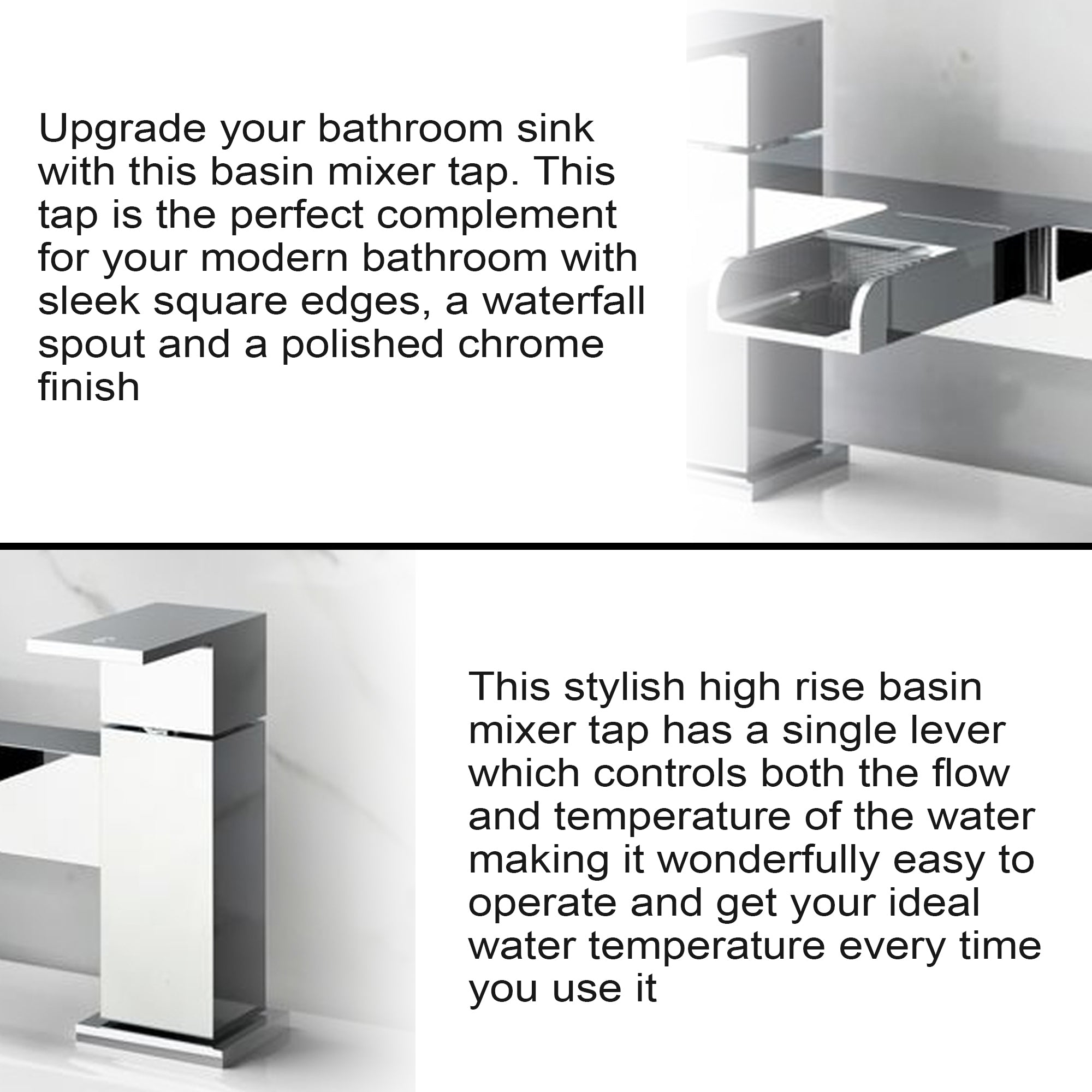 Waterfall Bath Shower Mixer Tap with Shower Kit – Chrome