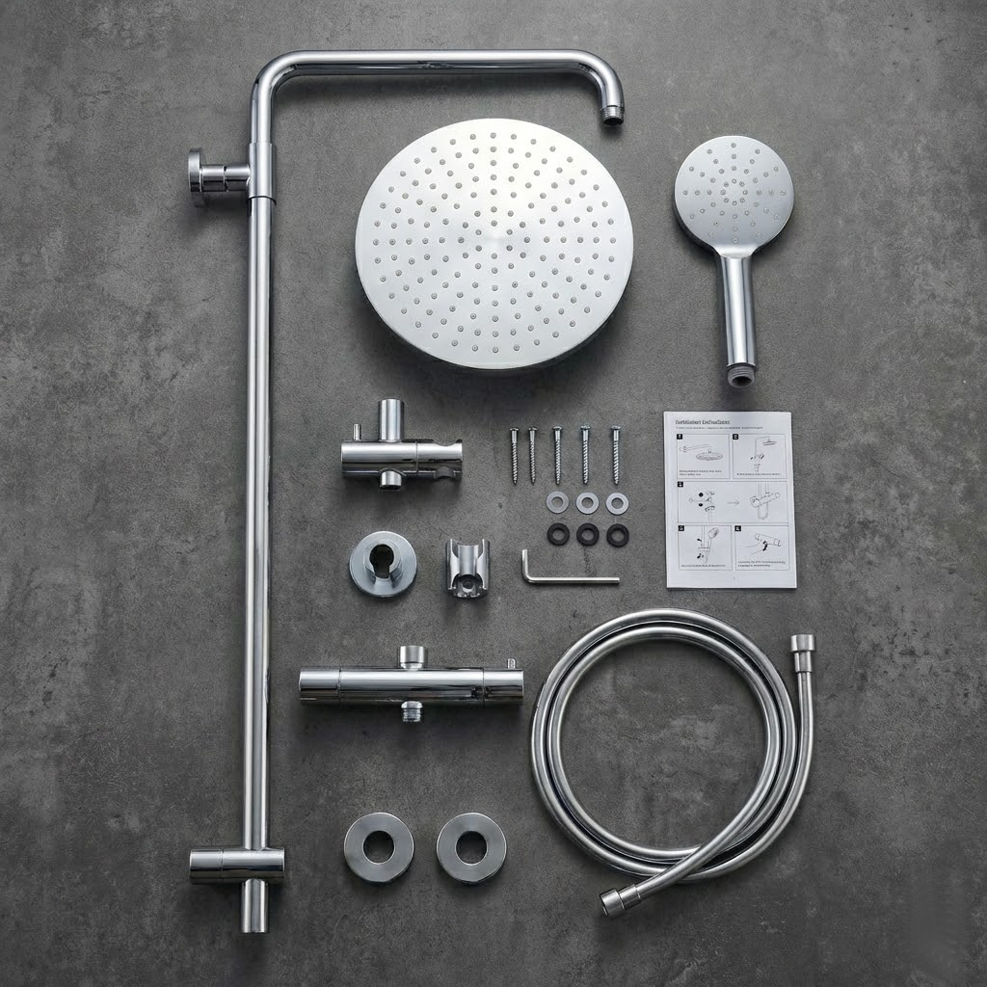 Arko Modern Round Thermostatic Shower – Chrome