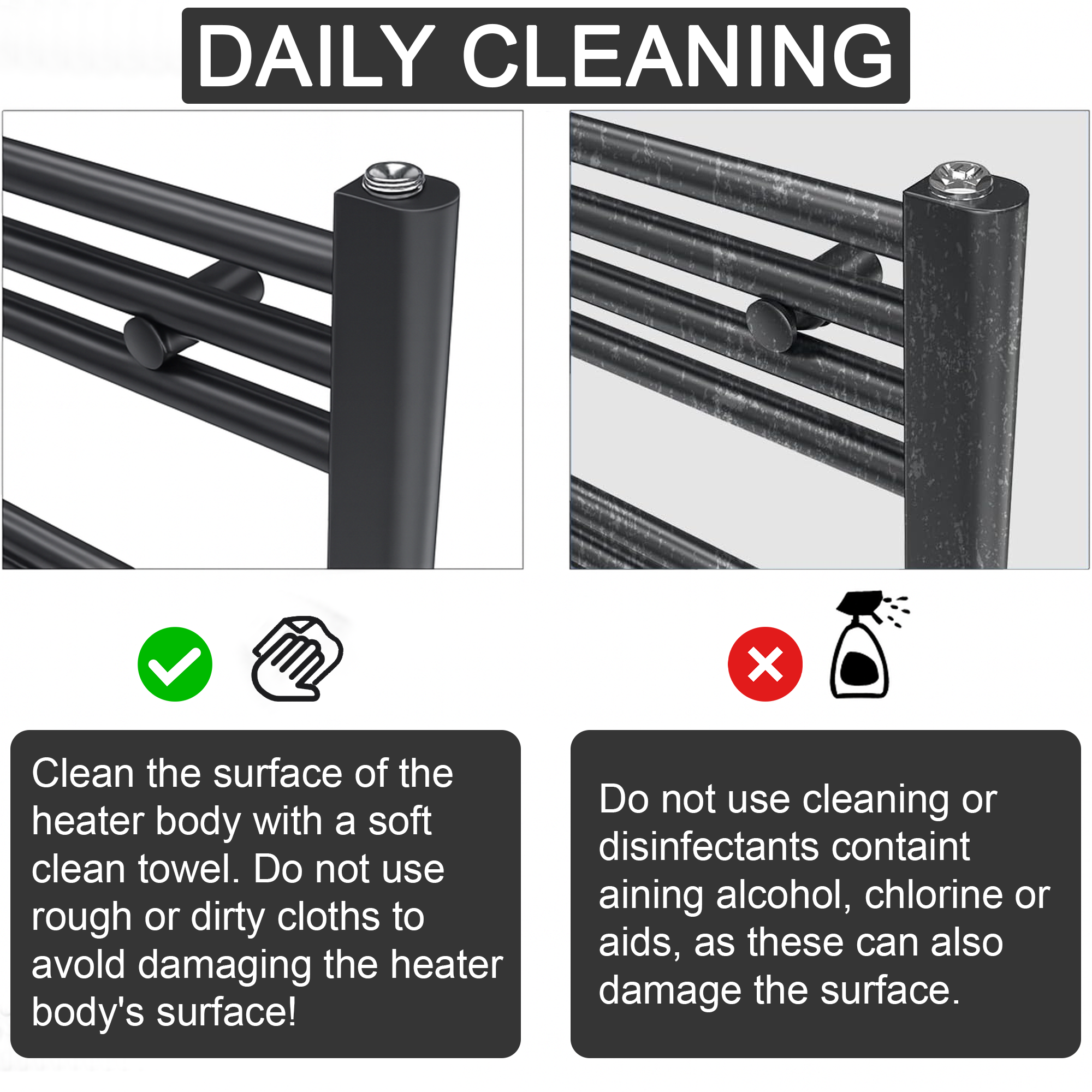 ARKO Black Heated Towel Rail 600x800mm – Wall Mounted Ladder Radiator
