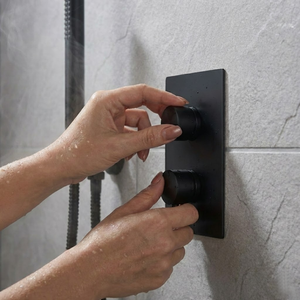 Black Round Concealed Thermostatic Shower Pack with Head + Handset
