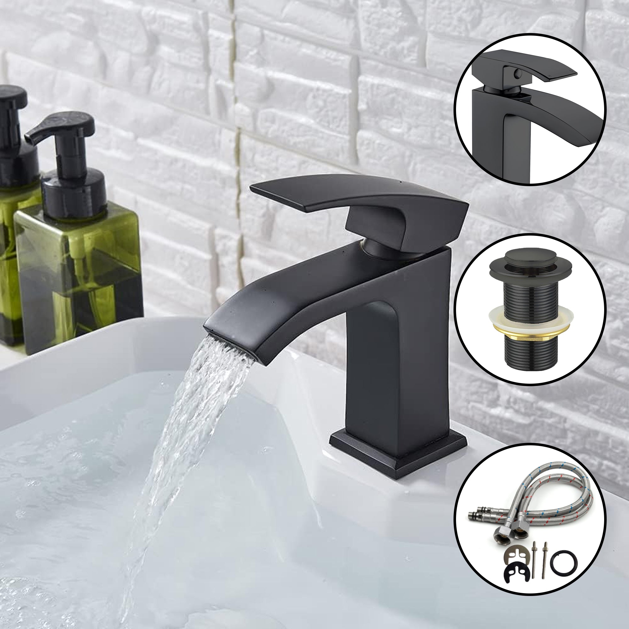 Vista Black Square Basin Mixer Tap Black