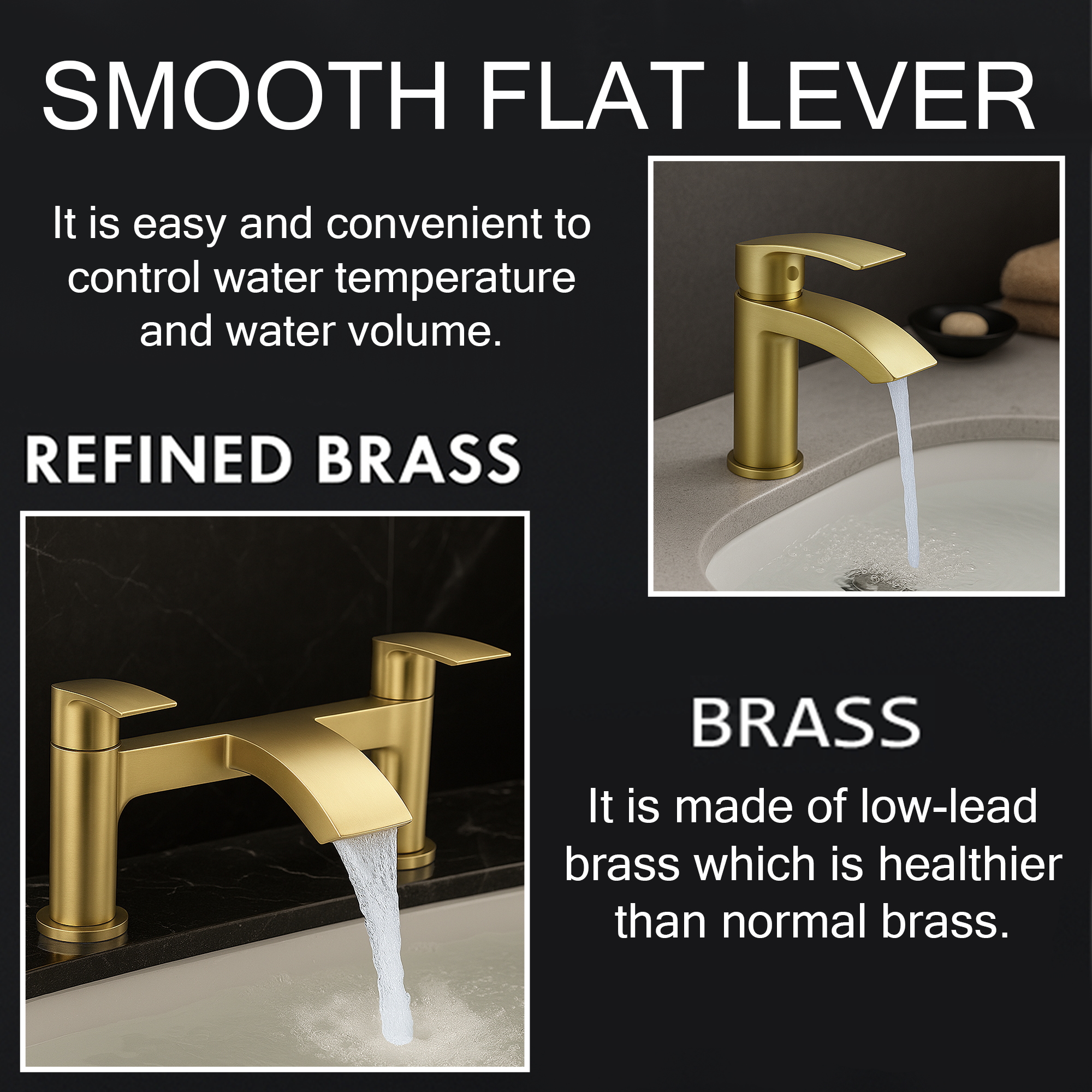 ARKO Capri Bath Filler & Mixer Shower Set - Brass