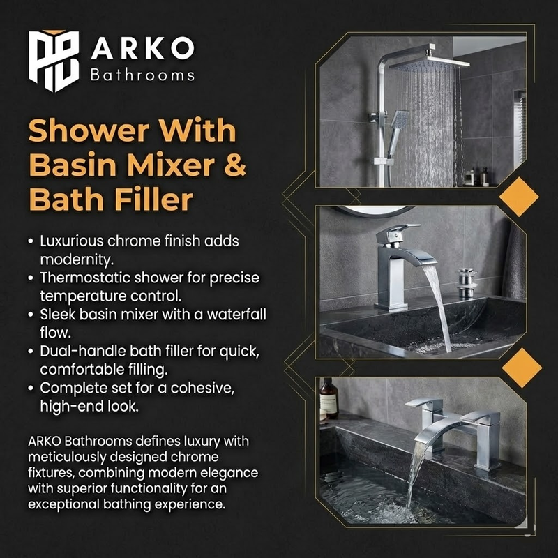 ARKO Vista Bath Filler & Mixer Shower Set – Chrome